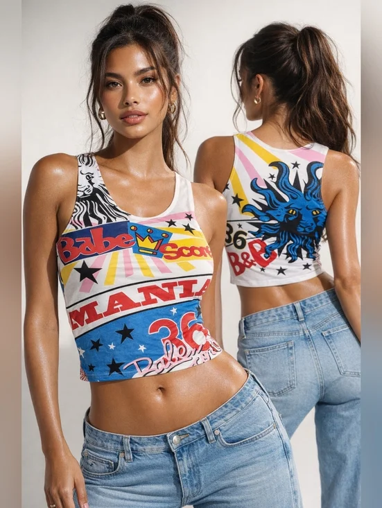 Nwt Vintage Y2K Graphic Tank Top – “B” Artistic by Diss Inc (2004) Designer Insp - Picture 1 of 7